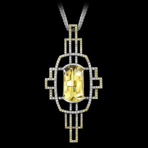 Stephen Avery Gemstone Jewelry Deco Gold Golden Beryl Pendant