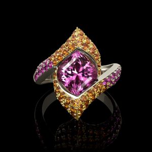 Pink Spinel and Sapphire Starlette Lilly Ring