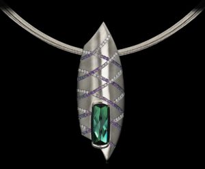 Tourmaline, Sapphire, Amethyst & Diamond Pendant | Treillis
