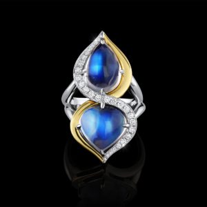 Moonstone, Diamond & Gold Ring | Blue Luna