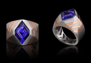 Tanzanite, Platinum, RevaGold™ & Diamond Ring | Pharaoh