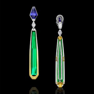 Tourmaline, Tanzanite, Diamonds & SpectraGold™ Earrings | Dono della Valle | AGTA Spectrum Awards 2023