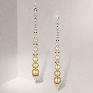 Pearl, Diamond, Yellow Gold, White Gold, Earrings | Echo